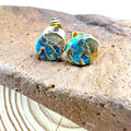 Natural stone bohemian style stud earrings with irregular handcrafted design