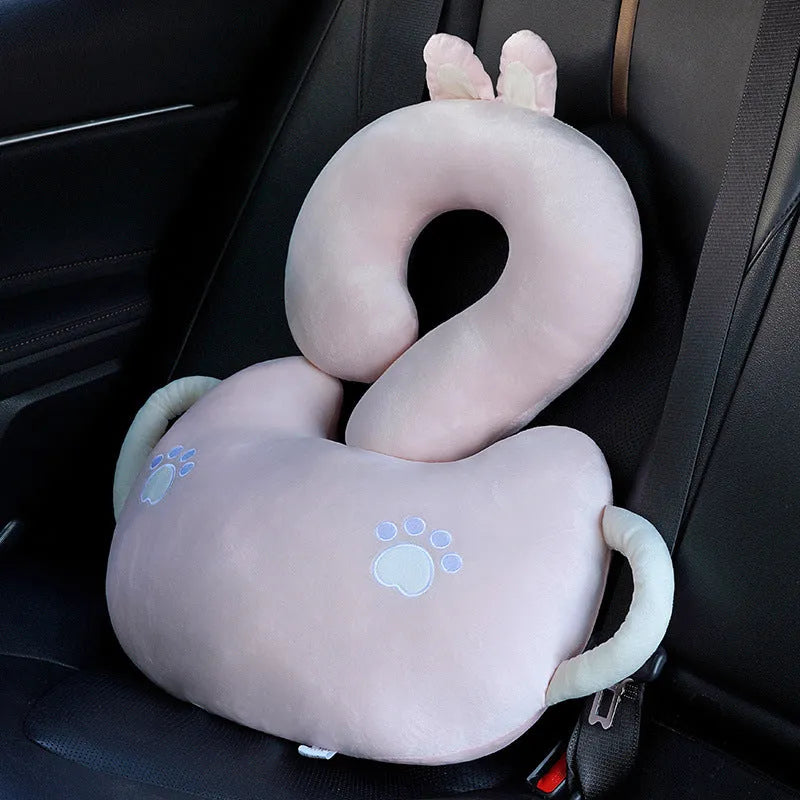 Square 65cm cartoon animal hug design cushion pillow on a sofa.