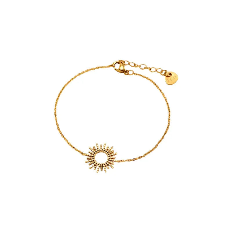 Sunflower geometric chain jewellery set with gold necklace and bracelet