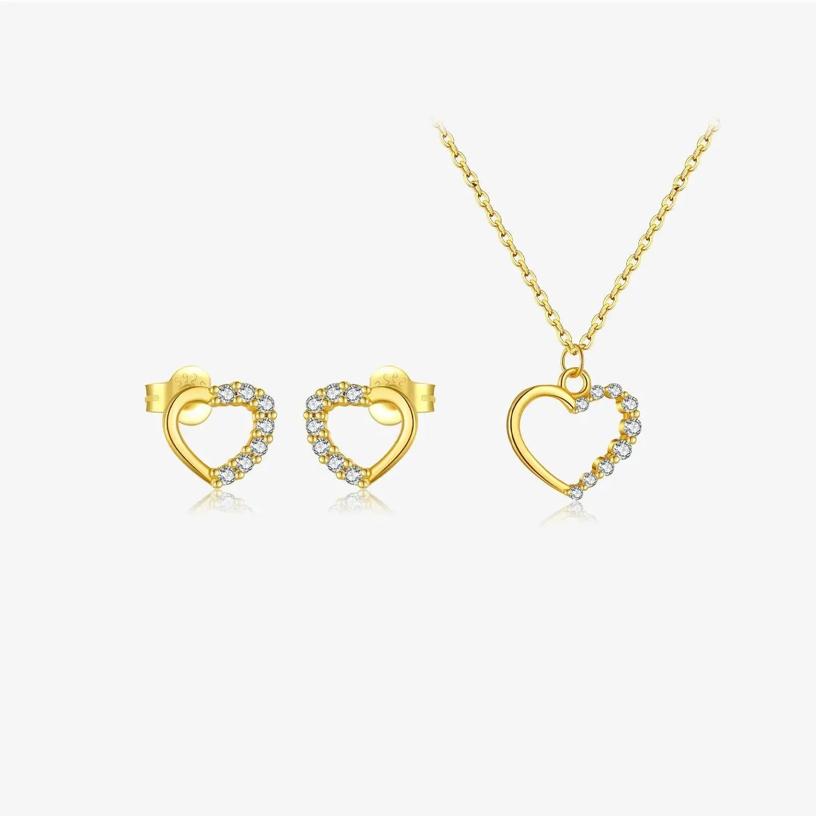 S925 sterling silver hollow heart necklace for women with choice of gold or platinum plating