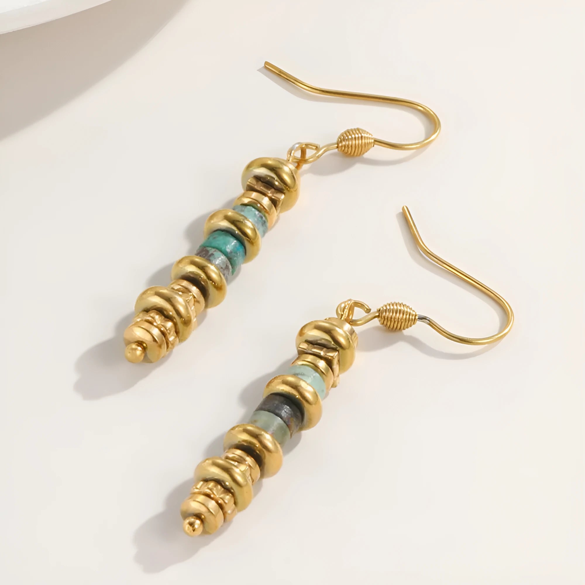 Geometric titanium steel dangle earrings with retro European American styling