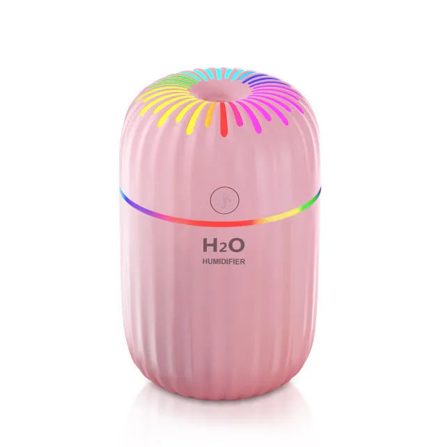USB-powered mini car humidifier with animal design in green, pink or white colours