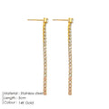 Geometric Chinese style zircon earrings in stainless steel with gold colour finish
