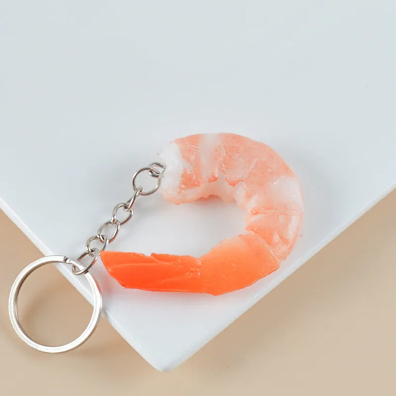 PVC injection moulded shrimp-shaped keychain and bag pendant with modern design