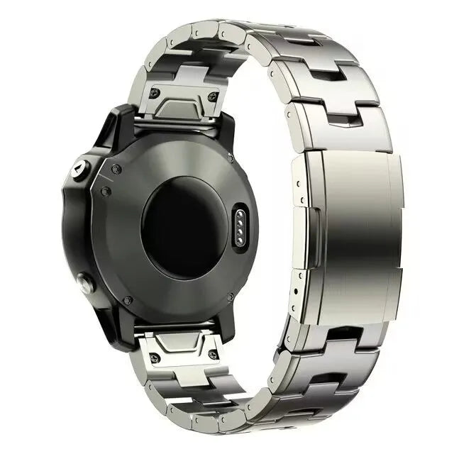 Garmin Fenix and Jiaming compatible watch strap in silver, black, and titanium colours