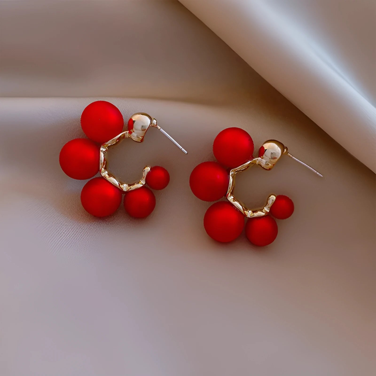 Red bell-shaped drop earrings for women made from alloy.