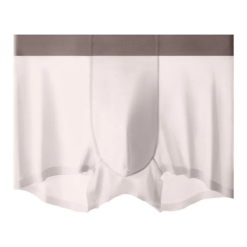 Ice silk men's cooling antibacterial shorts in bean green colour with seamless construction