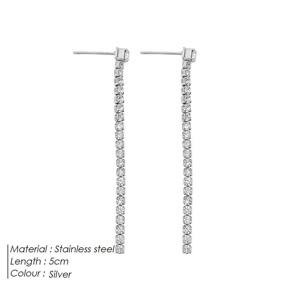 Geometric Chinese style zircon earrings in stainless steel with gold colour finish
