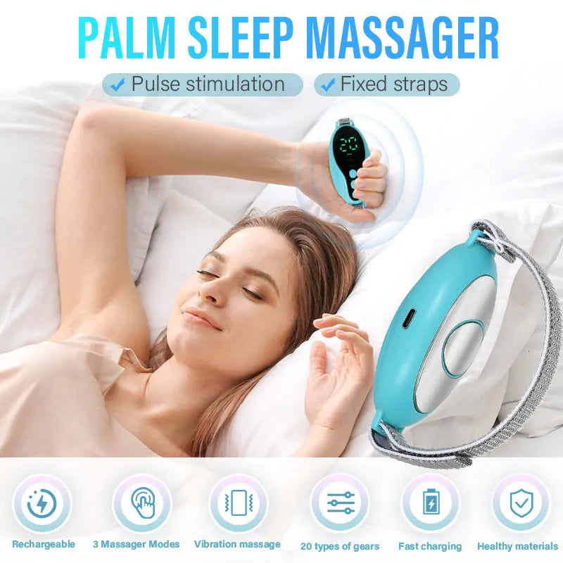 White and blue USB sleep aid device with digital display showing 20-position wind adjustment settings