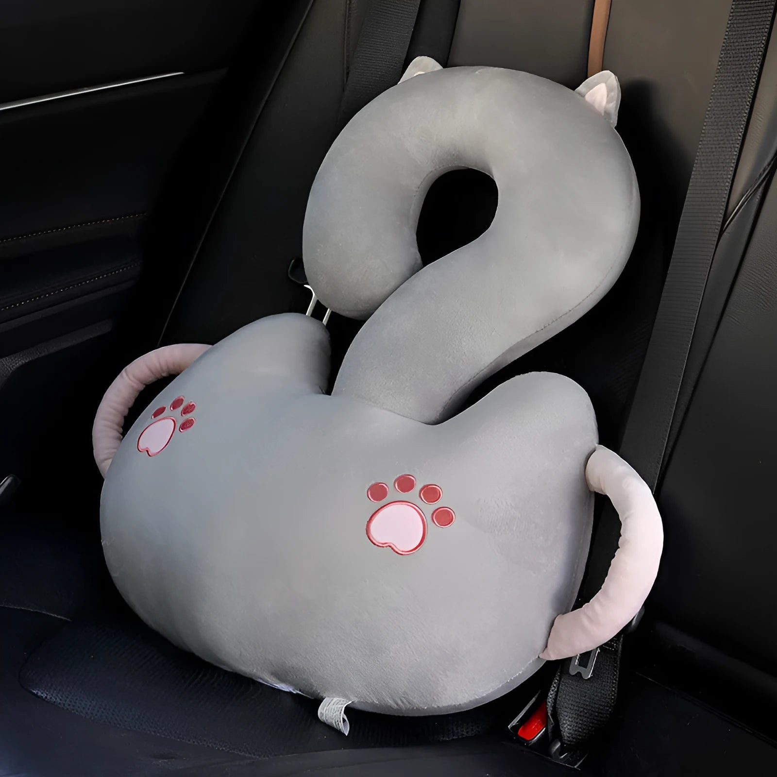 Square 65cm cartoon animal hug design cushion pillow on a sofa.