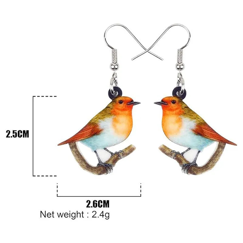 Blue titmouse geometric snake design acrylic pendant earrings in colour option A and B.