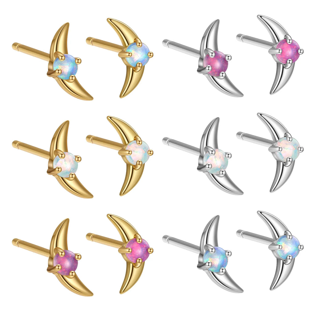 Geometric women's earrings in 925 silver with stone accents and electroplated finish