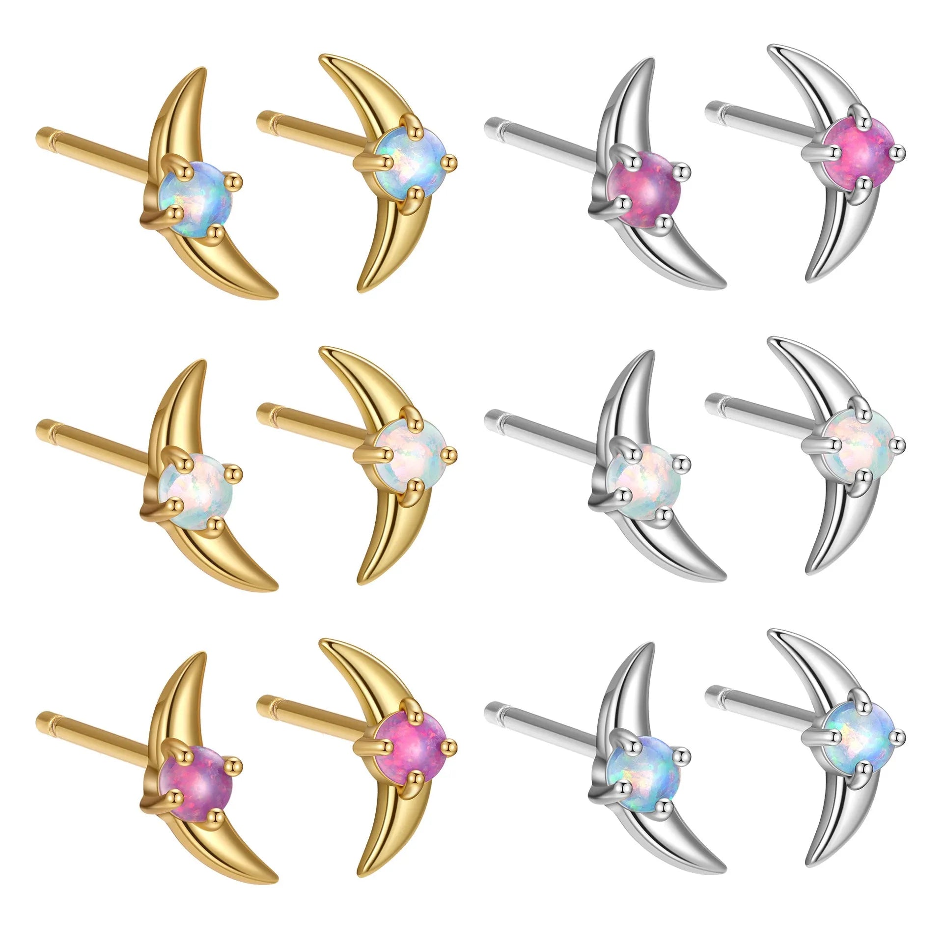 Geometric women's earrings in 925 silver with stone accents and electroplated finish