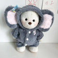 Grey elephant pattern plush jumpsuit outfit for a 30cm Lina bear doll