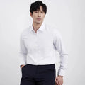 Men's wine red slim fit long sleeve shirt with a cardigan style and non-iron fabric.