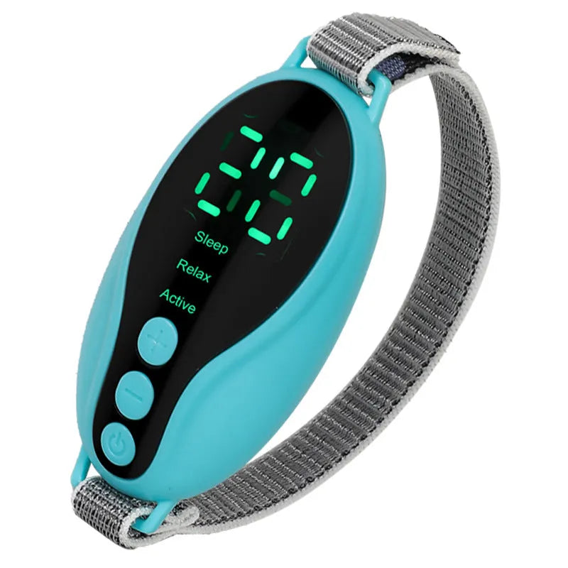 White and blue USB sleep aid device with digital display showing 20-position wind adjustment settings