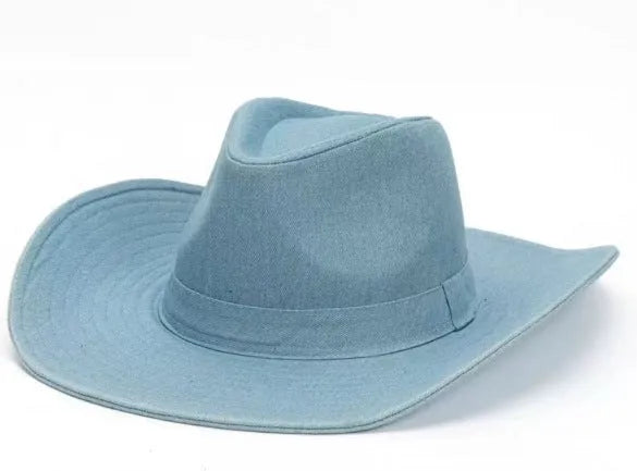 Brown leather velvet cowboy hat with curved brim and conical crown.
