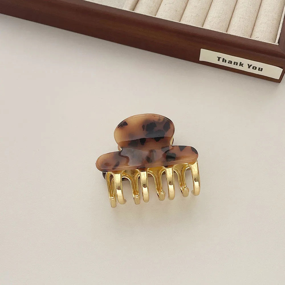 Acetate women's hair barrette with metal grip in medium size, retro dopamine styling