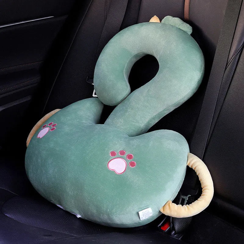 Square 65cm cartoon animal hug design cushion pillow on a sofa.