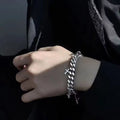 Men's geometric titanium steel bracelet with cross pendant in cold wind style