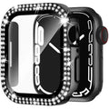 Apple Watch with a protective case and Double Diamond Glass screen protector in rose gold colour