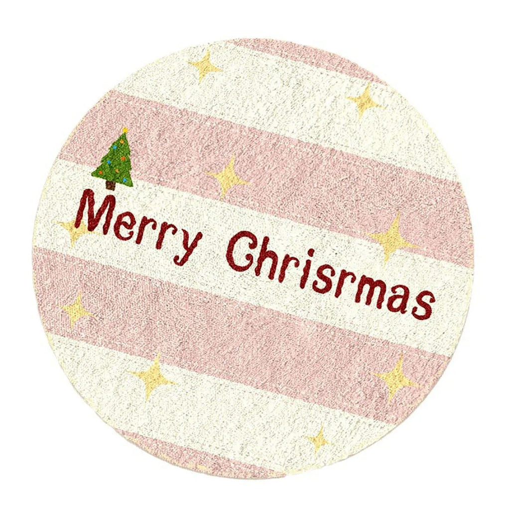 Round alien-shaped Christmas floor mat in imitation cashmere with holiday colour pattern
