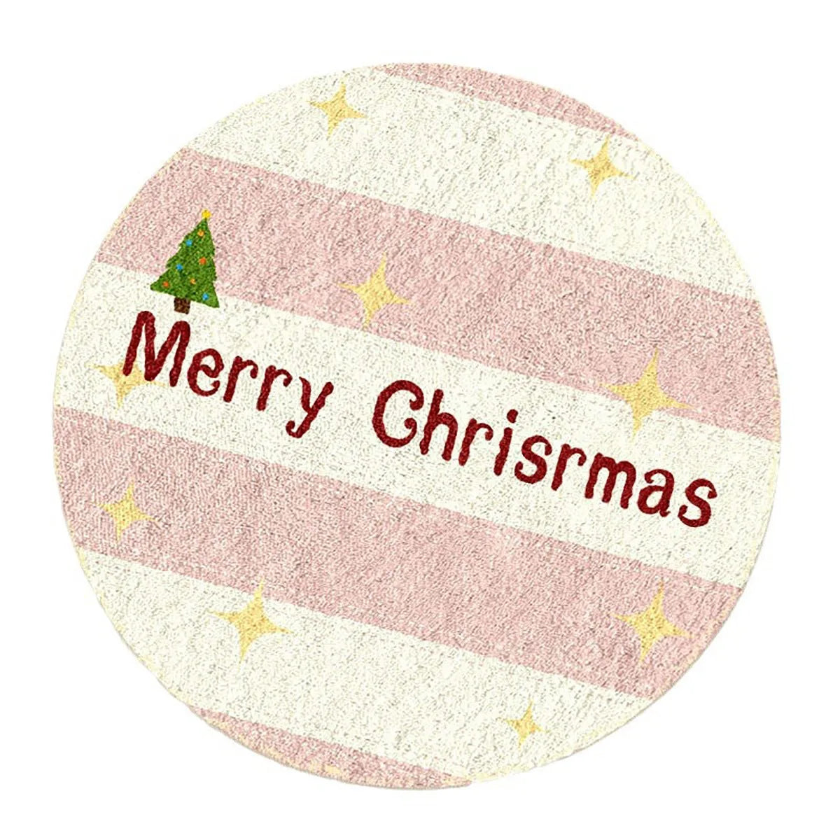 Round alien-shaped Christmas floor mat in imitation cashmere with holiday colour pattern