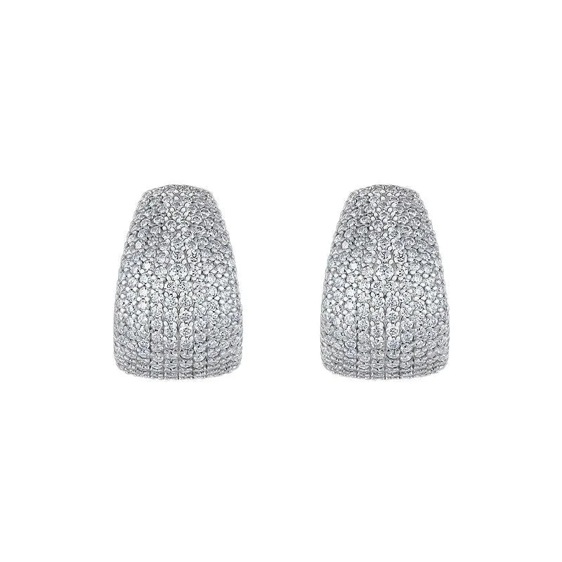 Geometric S925 sterling silver earrings with white moissanite stones and alloy earrings pair
