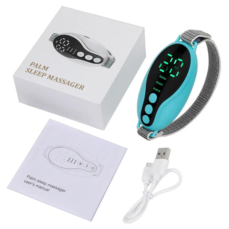 White and blue USB sleep aid device with digital display showing 20-position wind adjustment settings
