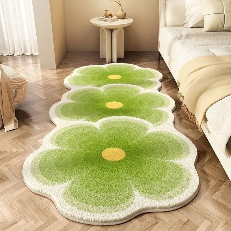 Flower shaped cashmere bedside blanket with alien cartoon design in multiple colour options