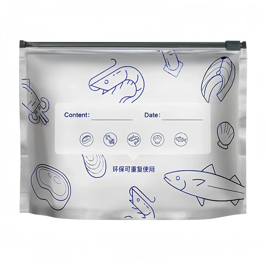 Aluminium foil fresh-keeping bags in large, medium, and small sizes for food storage.