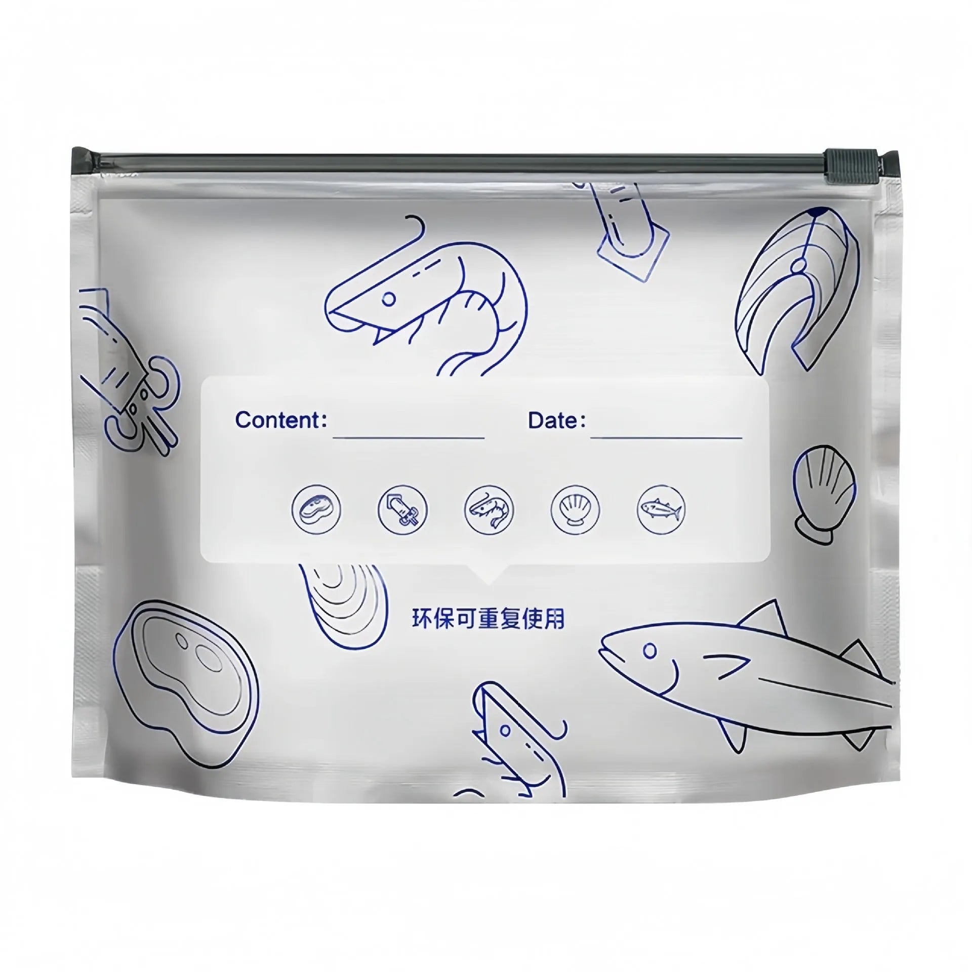 Aluminium foil fresh-keeping bags in large, medium, and small sizes for food storage.
