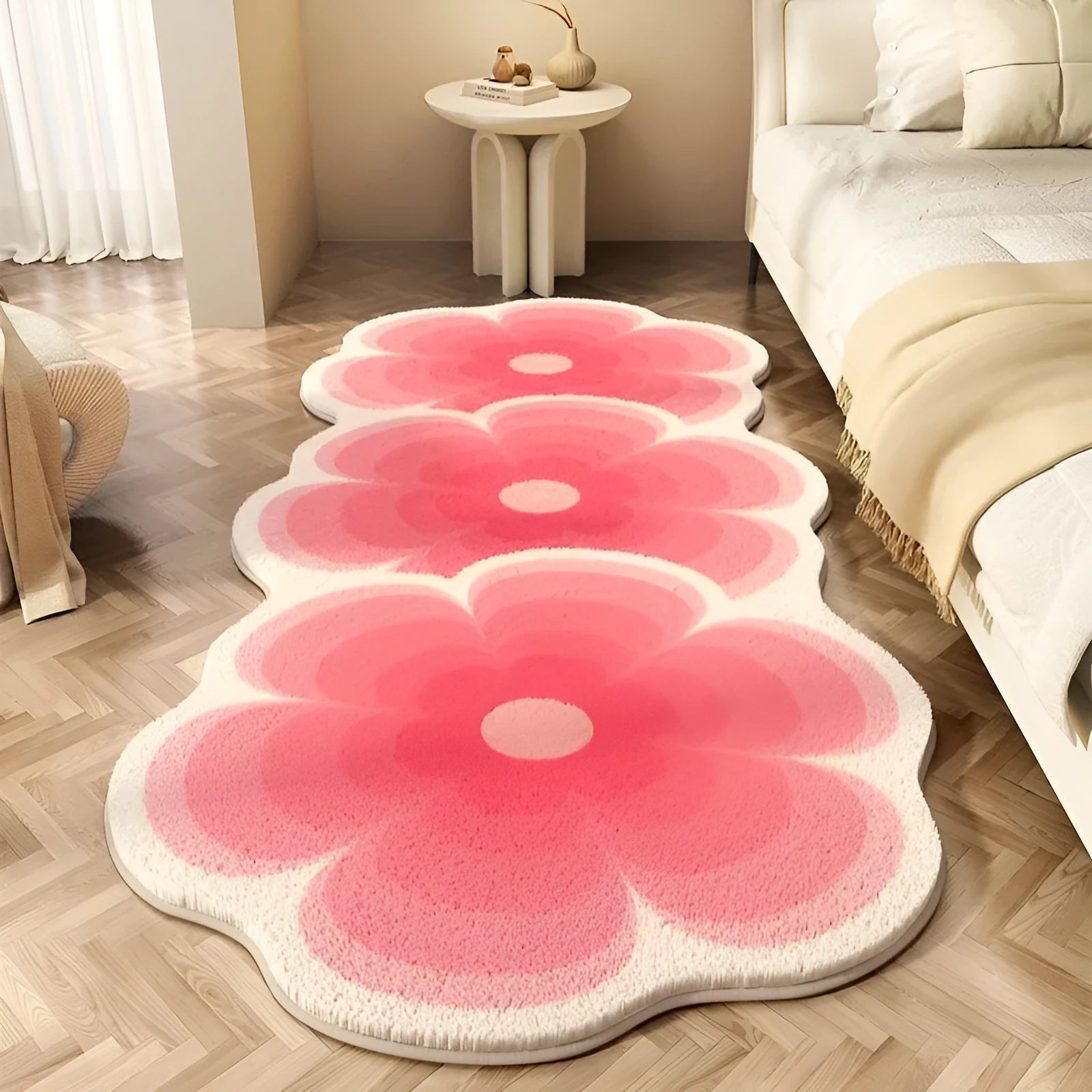 Flower shaped cashmere bedside blanket with alien cartoon design in multiple colour options