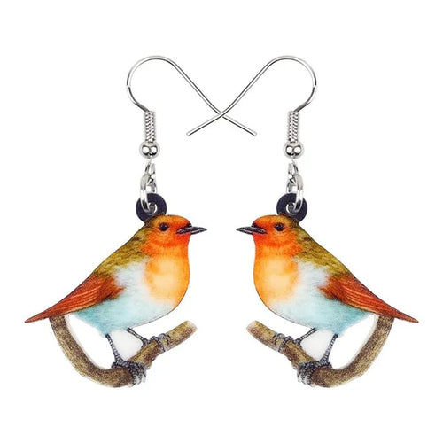 Blue titmouse geometric snake design acrylic pendant earrings in colour option A and B.