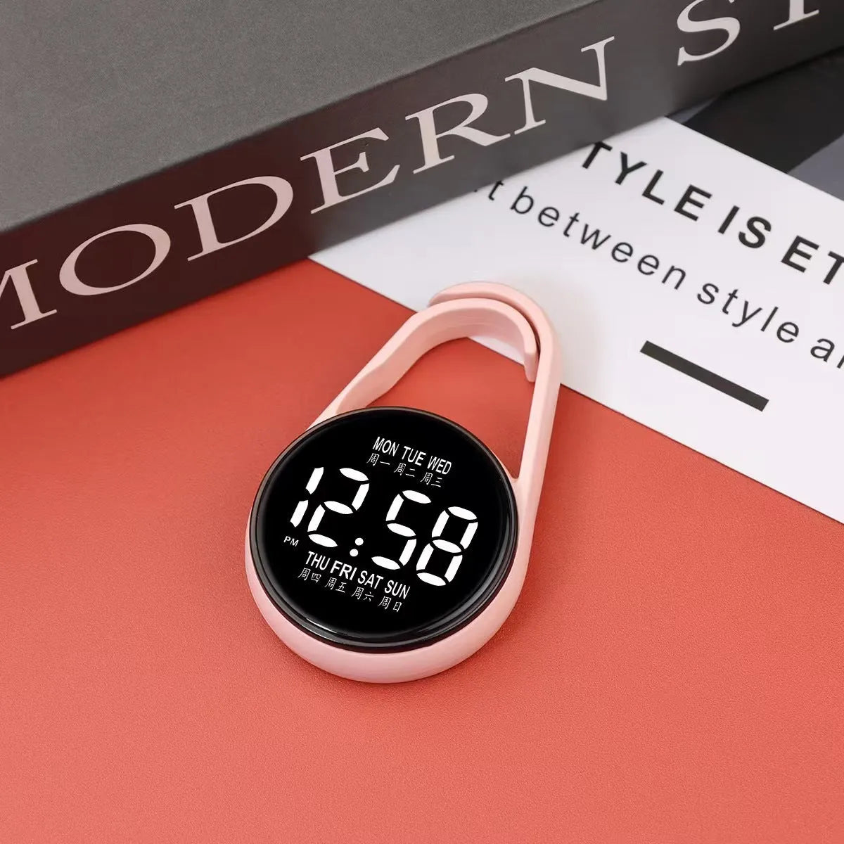 Mini electronic watch with LED luminous display on plastic strap in multiple colour options