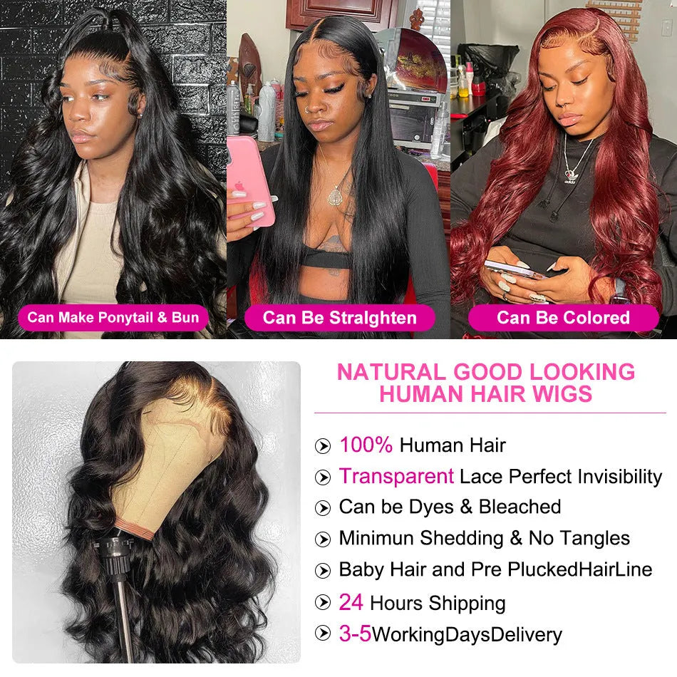 Black long curly synthetic wig with front lace and side bangs on a wig stand