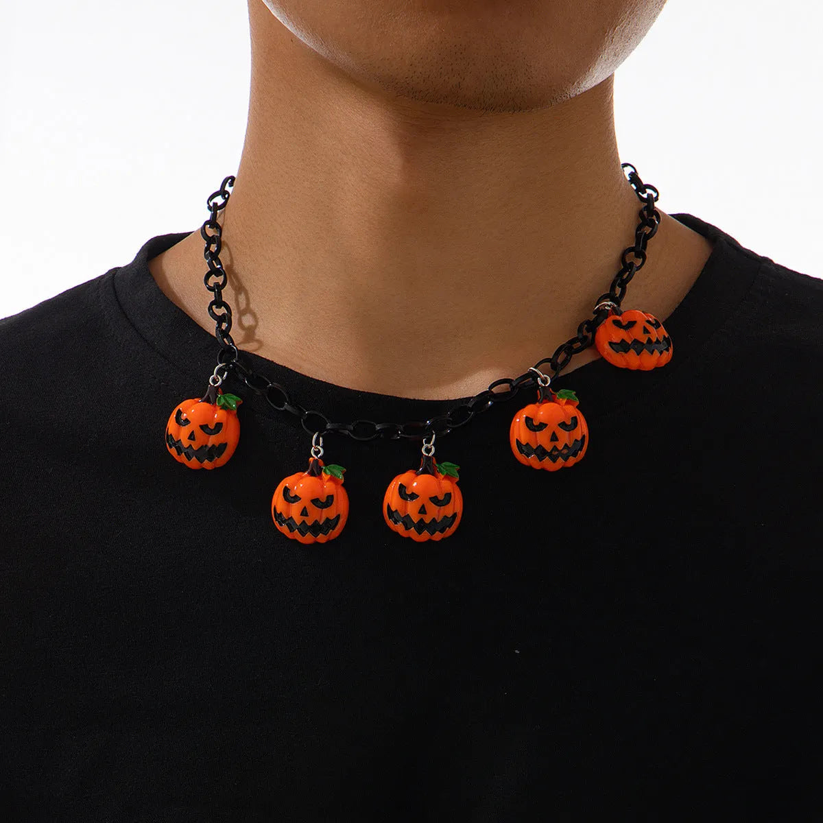 Halloween ghost pumpkin necklace with acrylic cartoon pendant on plastic chain in mixed colour 06705
