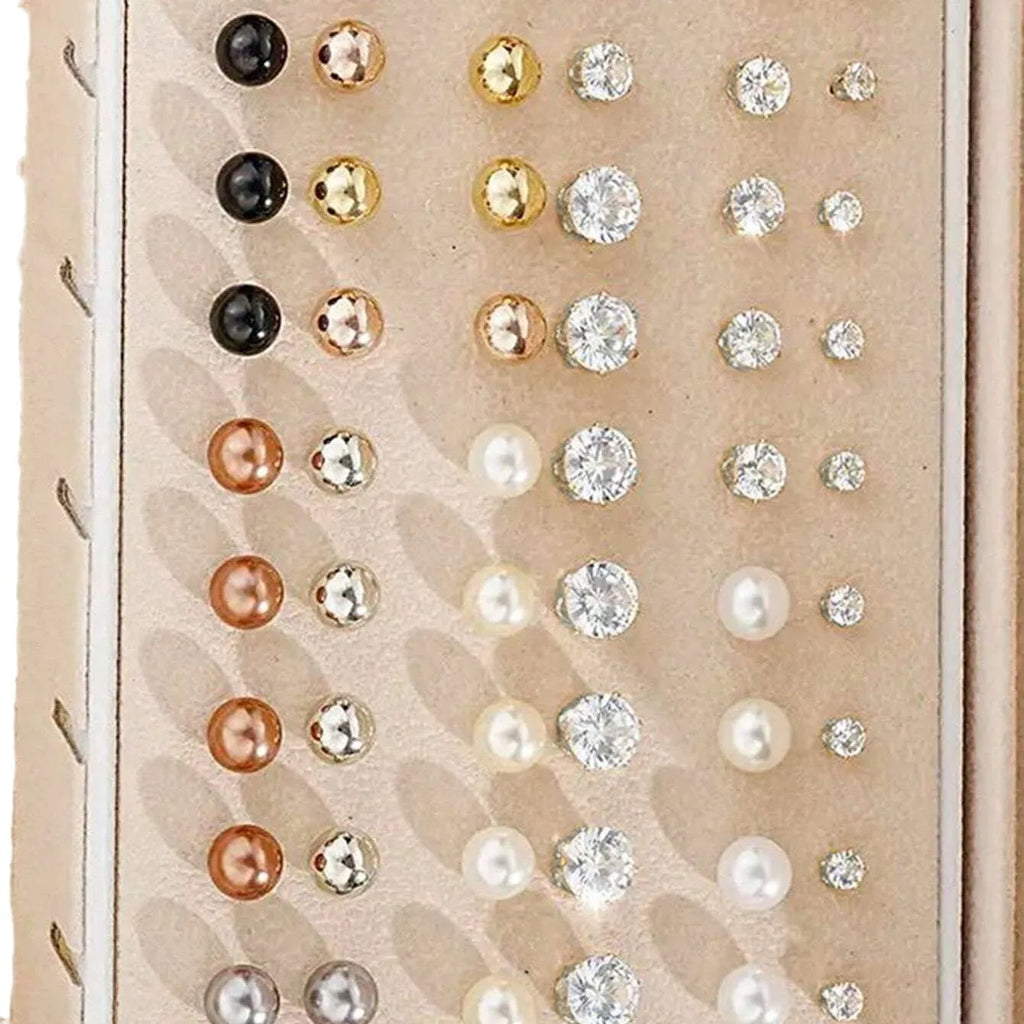 108 geometric pearl earrings with gold electroplated alloy construction and round elements