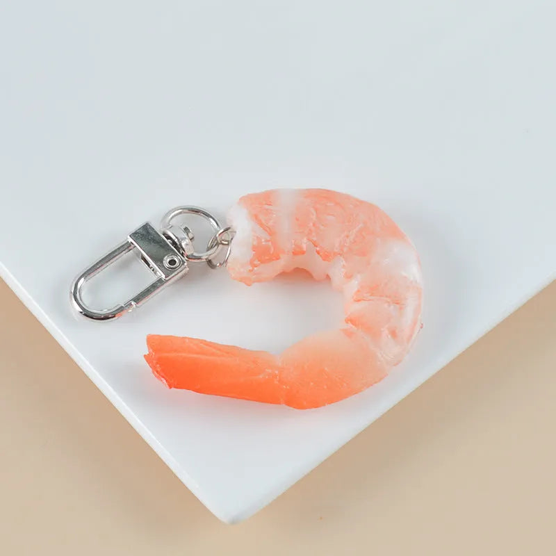PVC injection moulded shrimp-shaped keychain and bag pendant with modern design