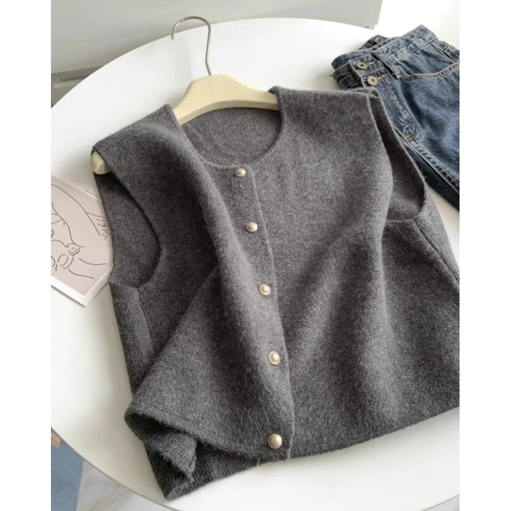 Men's thin polyester half-sleeve vest in smoky grey casual commuting style
