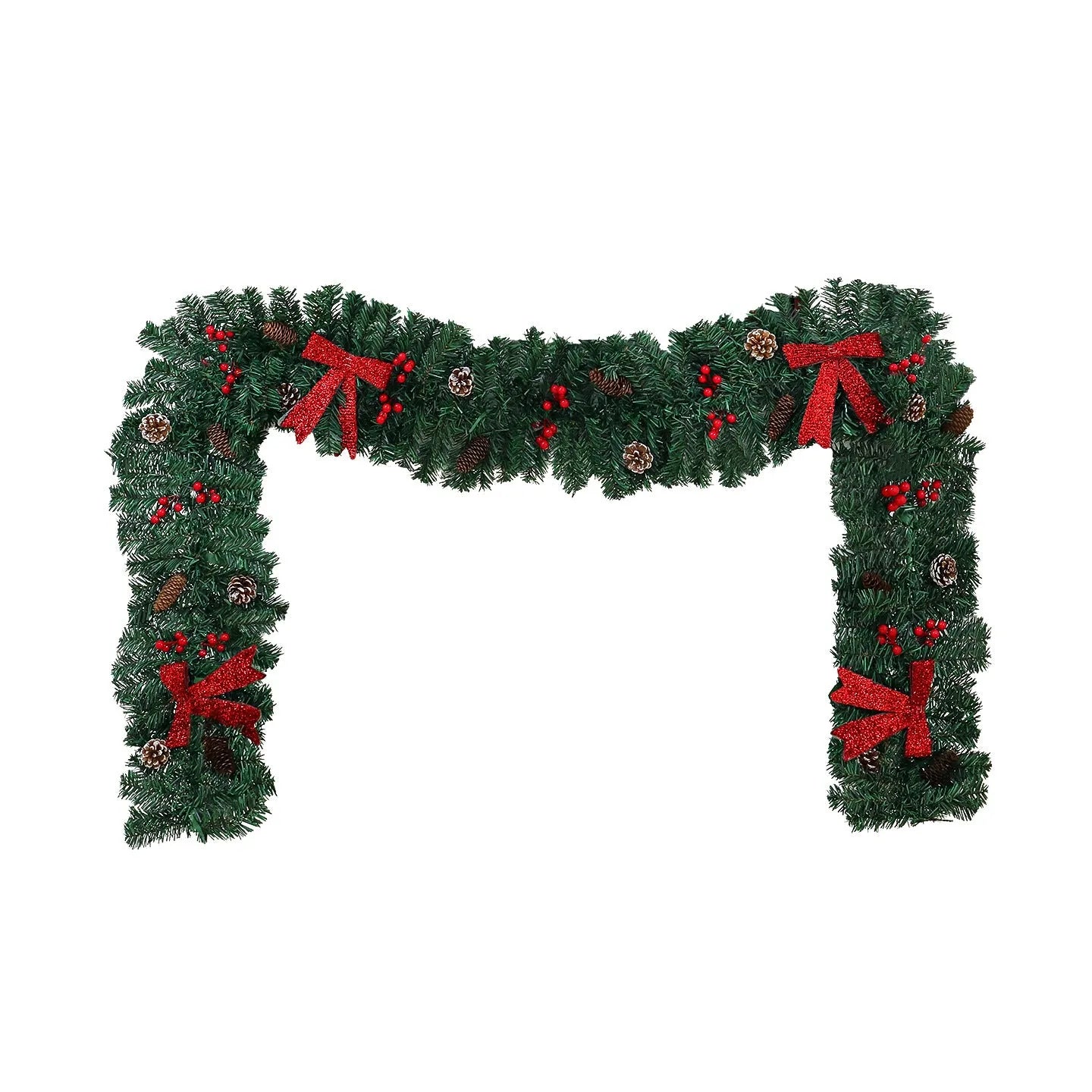 70cm tall Christmas rattan decorative cane with pine cone and red bow, shown on a festive table setting.