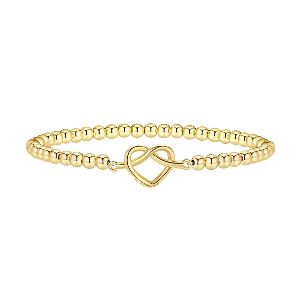 Women's adjustable stainless steel beaded bracelet in geometric design with round beads