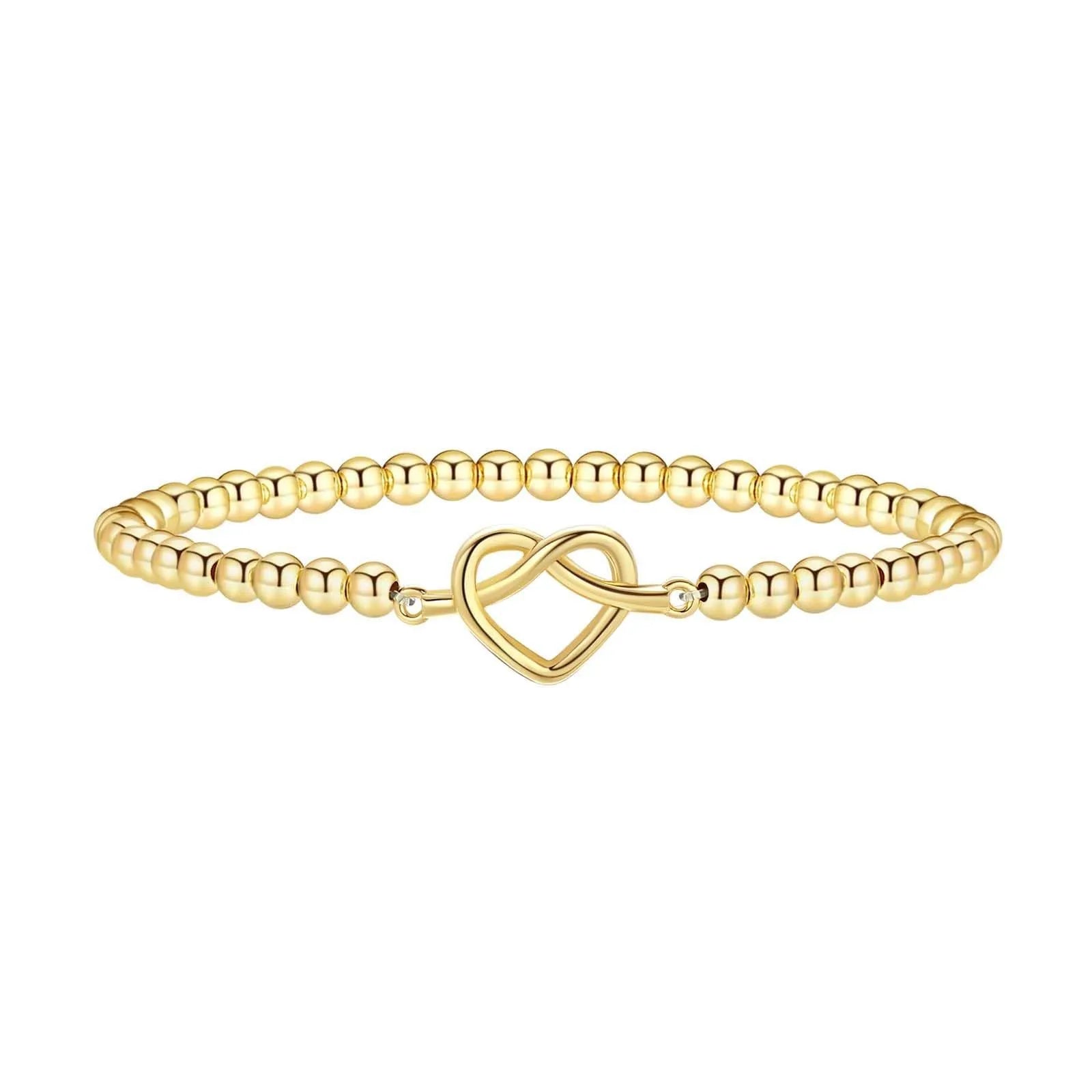 Women's adjustable stainless steel beaded bracelet in geometric design with round beads