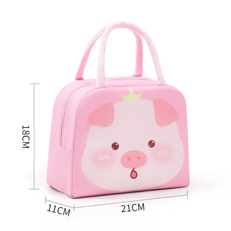 Children's insulated lunch box bag with cartoon character design and aluminium foil lining