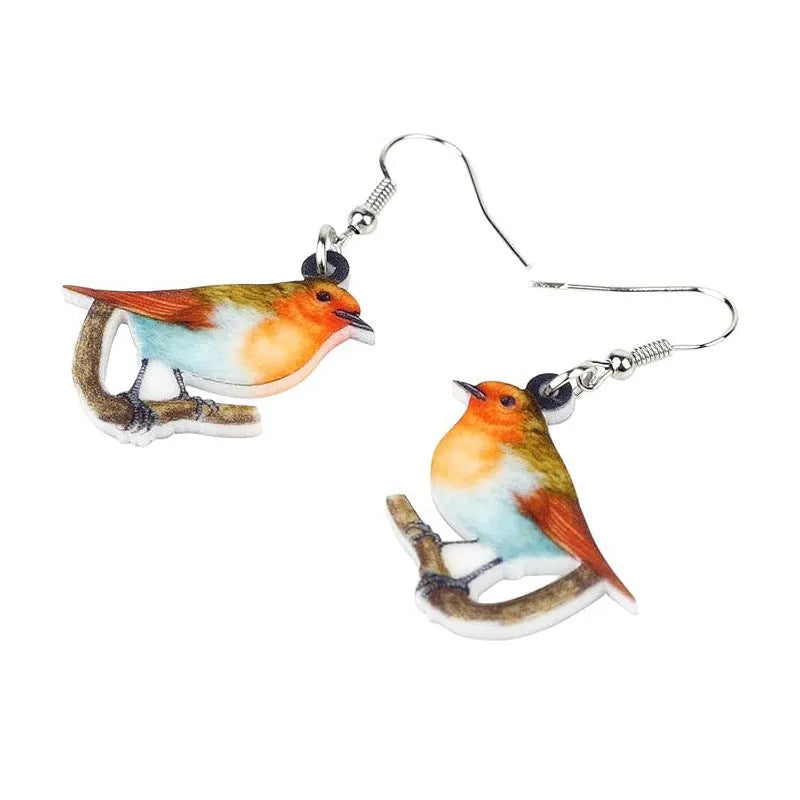 Blue titmouse geometric snake design acrylic pendant earrings in colour option A and B.