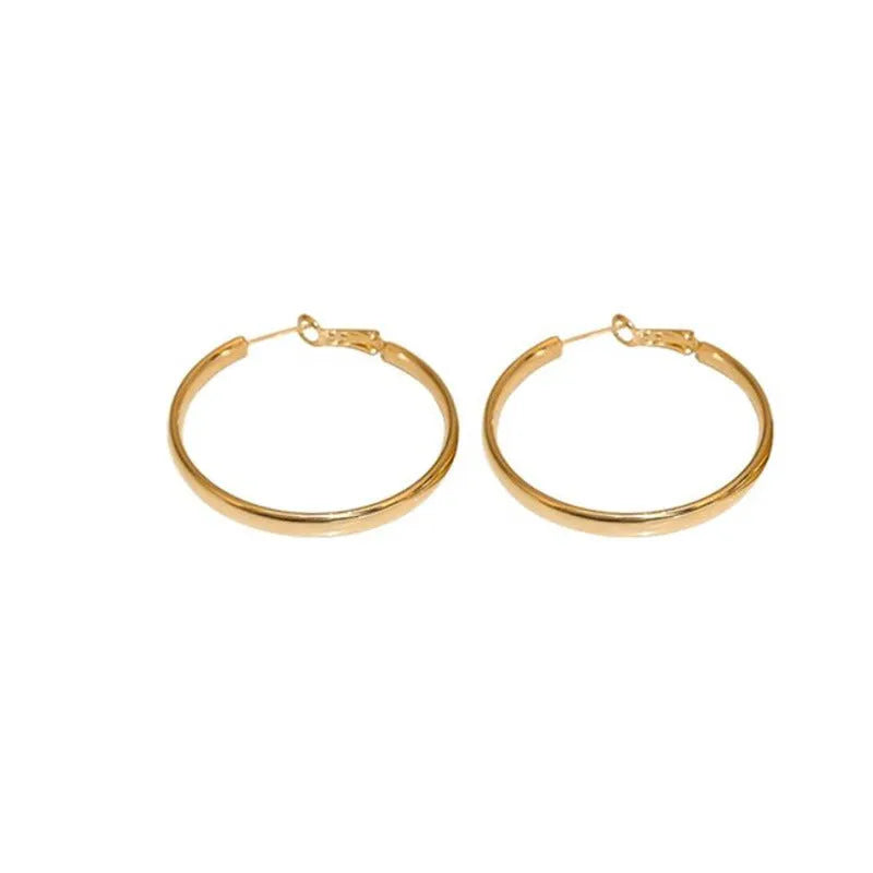 40mm gold and silver electroplated metal circle earrings on copper base