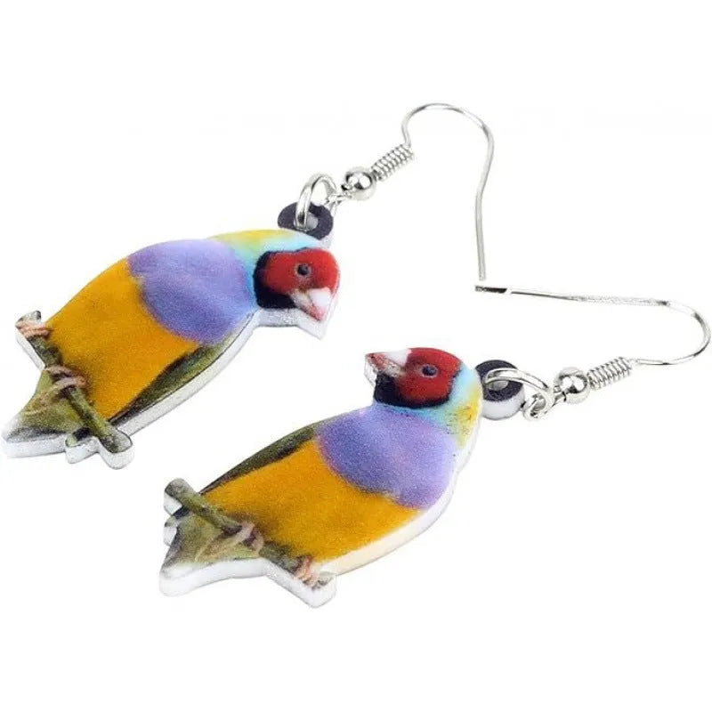 Blue titmouse geometric snake design acrylic pendant earrings in colour option A and B.