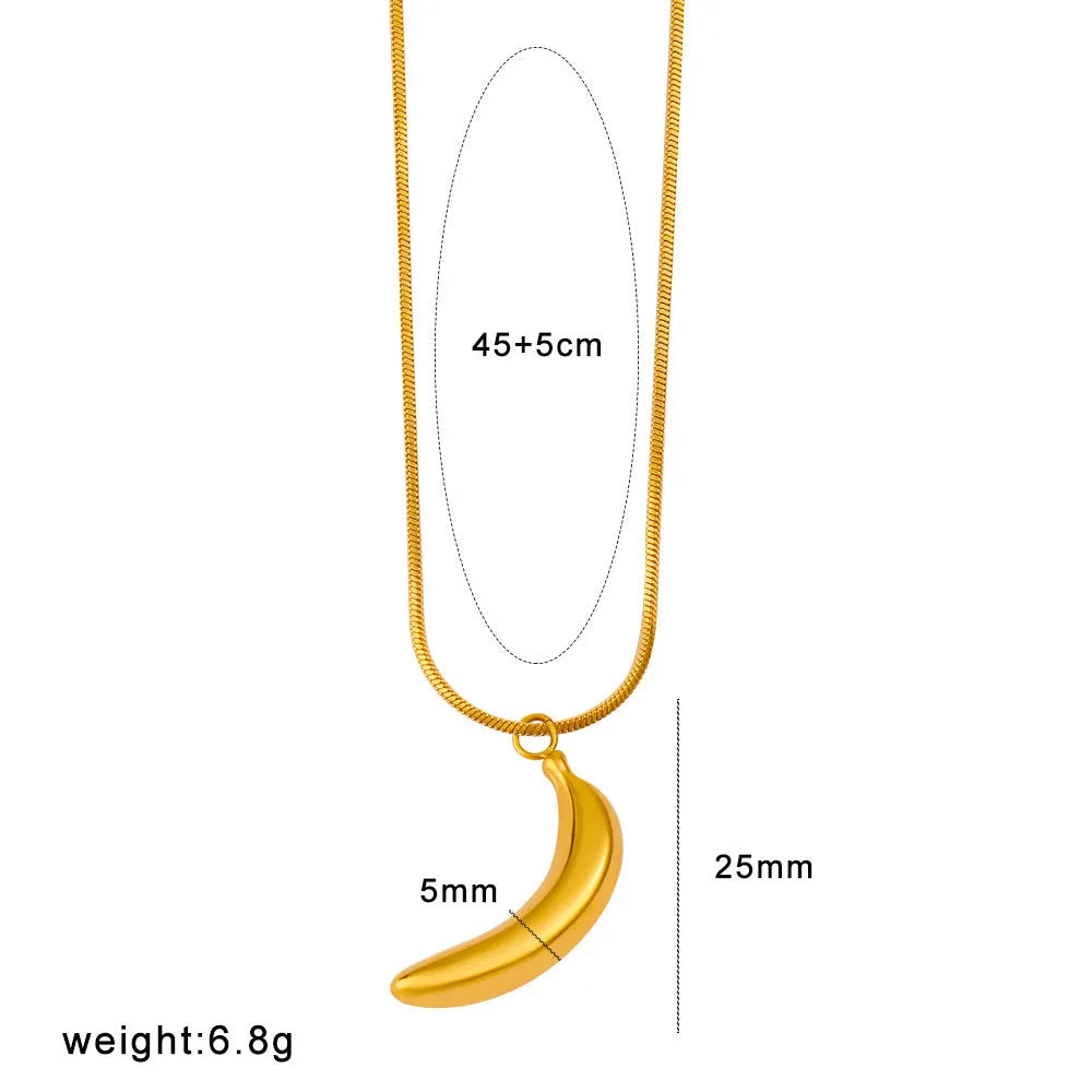 Stainless steel necklace with a detailed alloy fruit pendant charm.