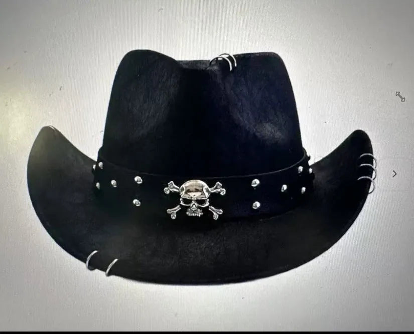 Brown leather velvet cowboy hat with curved brim and conical crown.