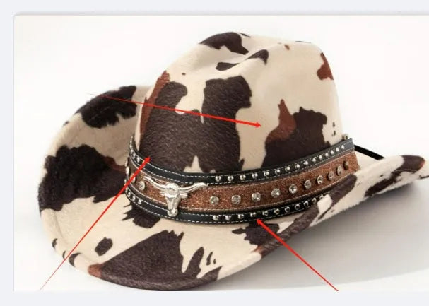 Brown leather velvet cowboy hat with curved brim and conical crown.
